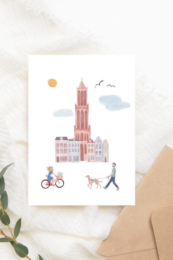 Wenskaart met de domtoren van Utrecht