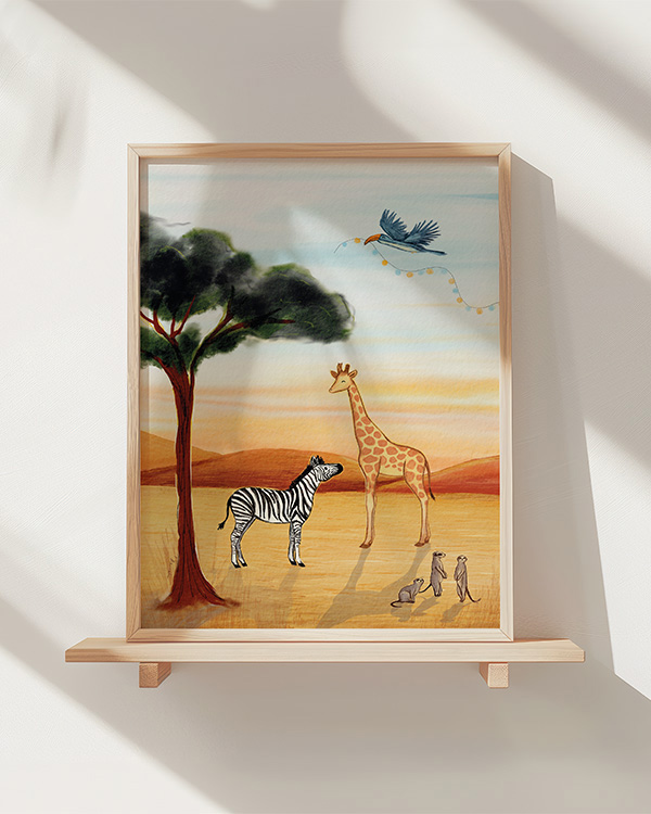 Art print savanne dieren Hannah Illustreert
