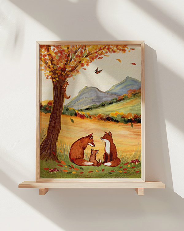 Art-print familie vosjes Hannah Illustreert